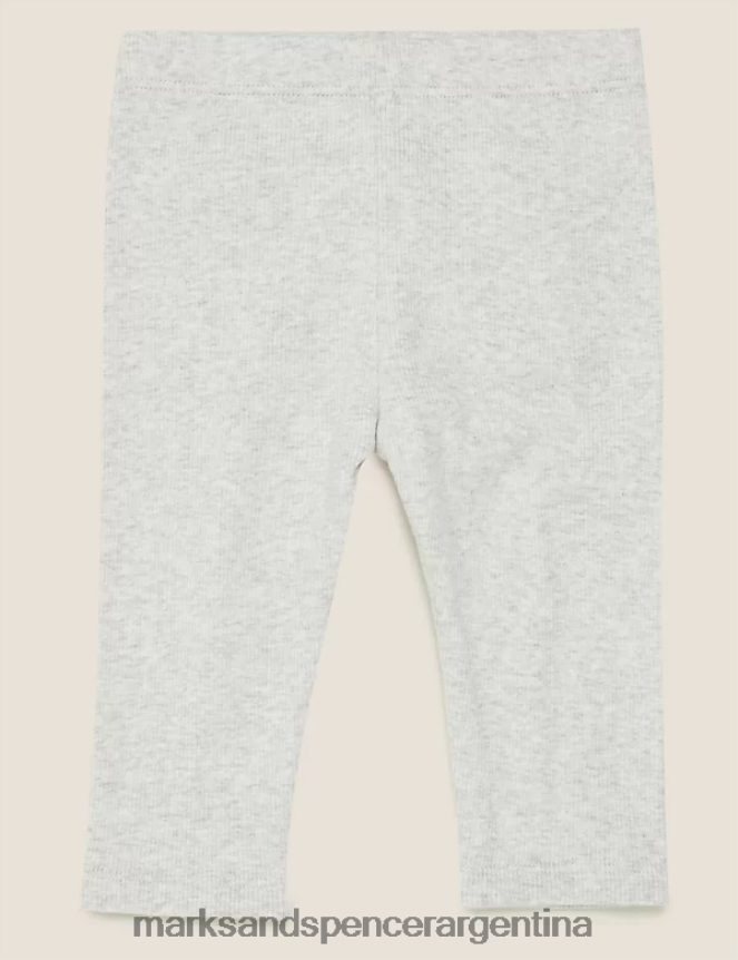 Marks & Spencer bebé leggings de canalé ricos en algodón ropa gris claro 46VL8004
