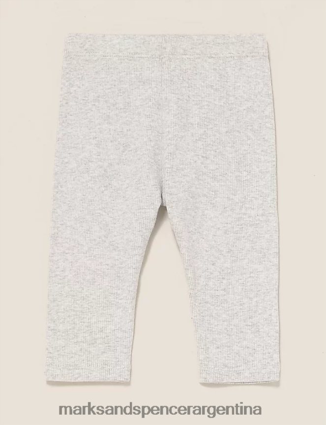 Marks & Spencer bebé leggings de canalé ricos en algodón ropa gris claro 46VL8004