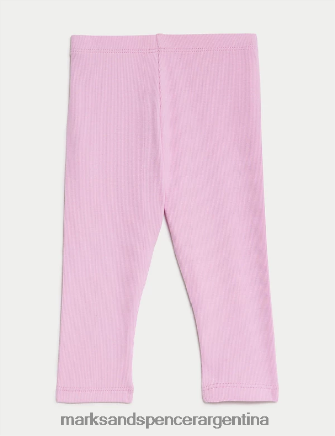 Marks & Spencer bebé leggings de canalé ricos en algodón ropa rosa fresco 46VL7910