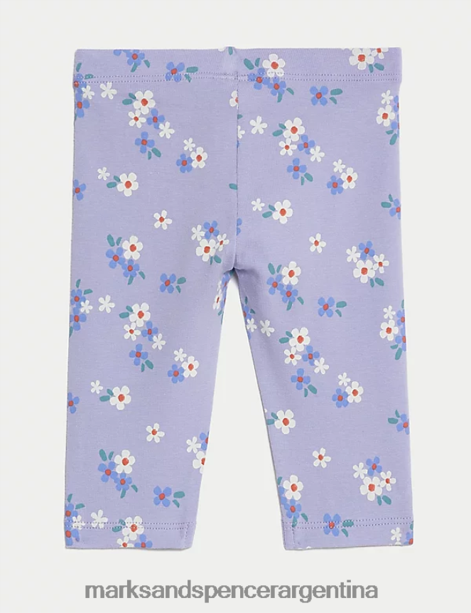 Marks & Spencer bebé leggings florales ricos en algodón ropa mezcla morada 46VL7736