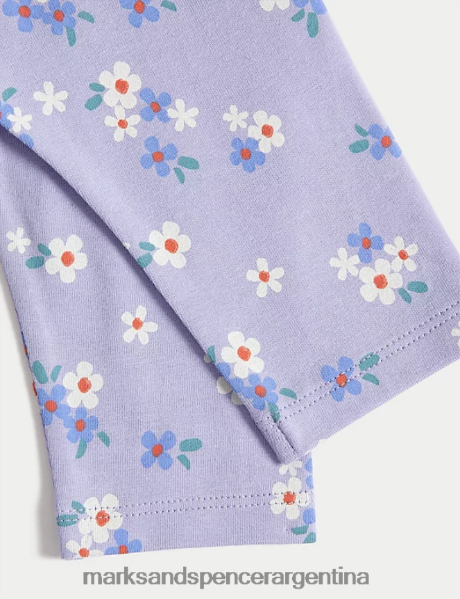 Marks & Spencer bebé leggings florales ricos en algodón ropa mezcla morada 46VL7736