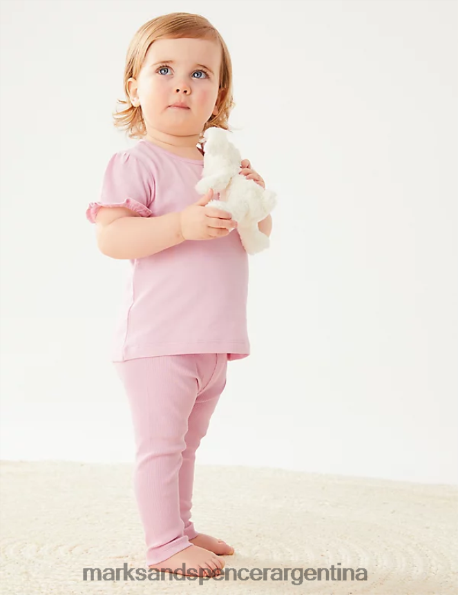 Marks & Spencer bebé leggings ricos en algodón ropa rosa 46VL7732