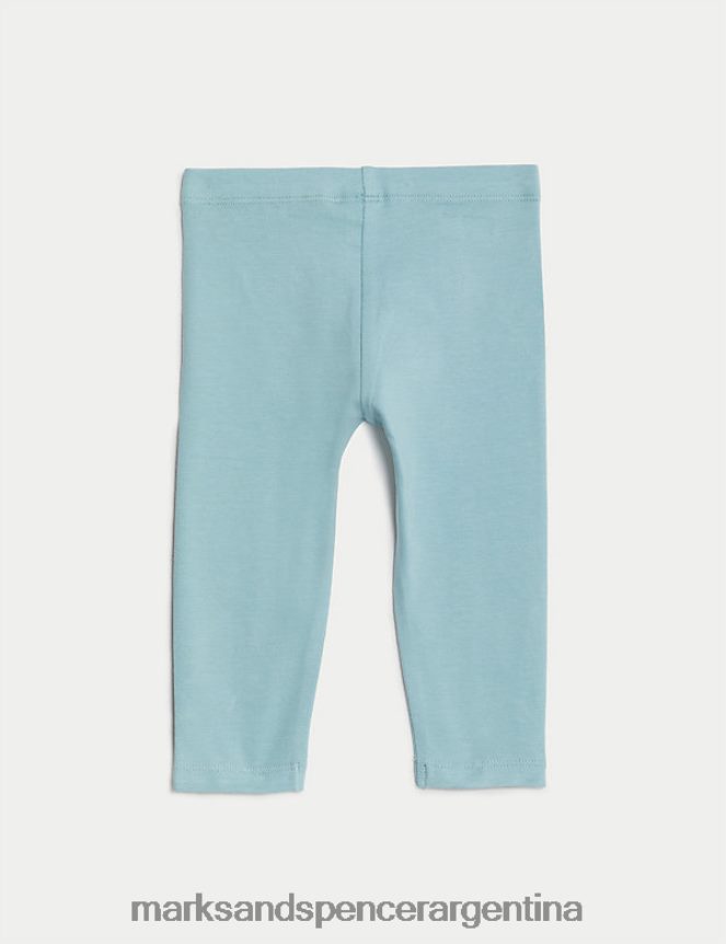 Marks & Spencer bebé leggings ricos en algodón ropa verde azulado claro 46VL7628