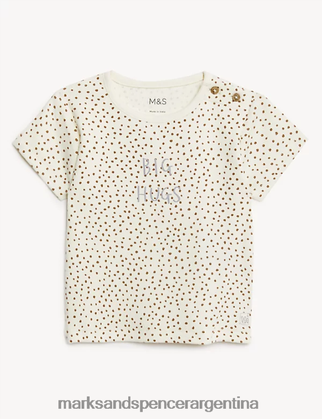 Marks & Spencer bebé Camiseta de algodón con eslogan Big Hugs ropa mezcla de moca 46VL7448