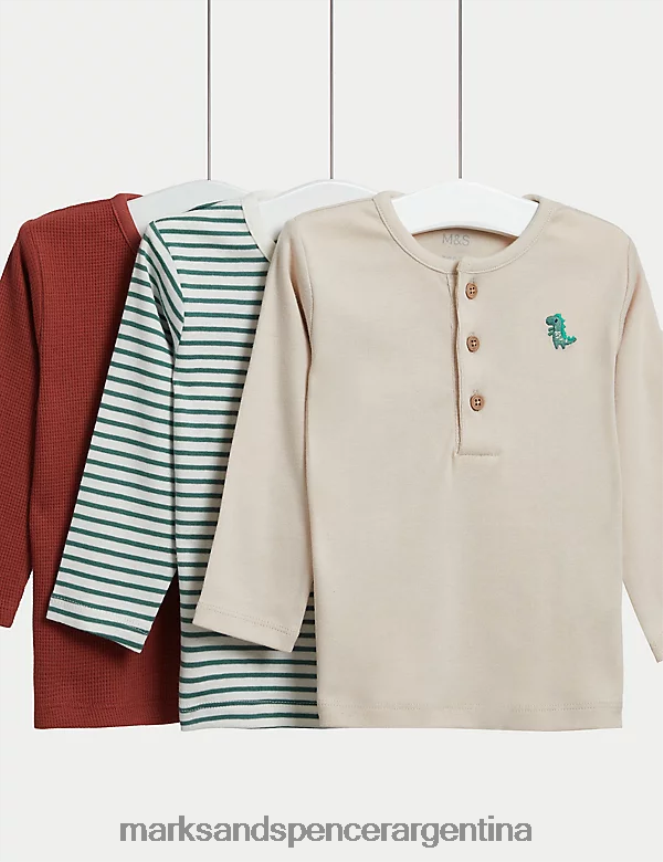 Marks & Spencer bebé Paquete de 3 camisetas de puro algodón ropa multi 46VL7242