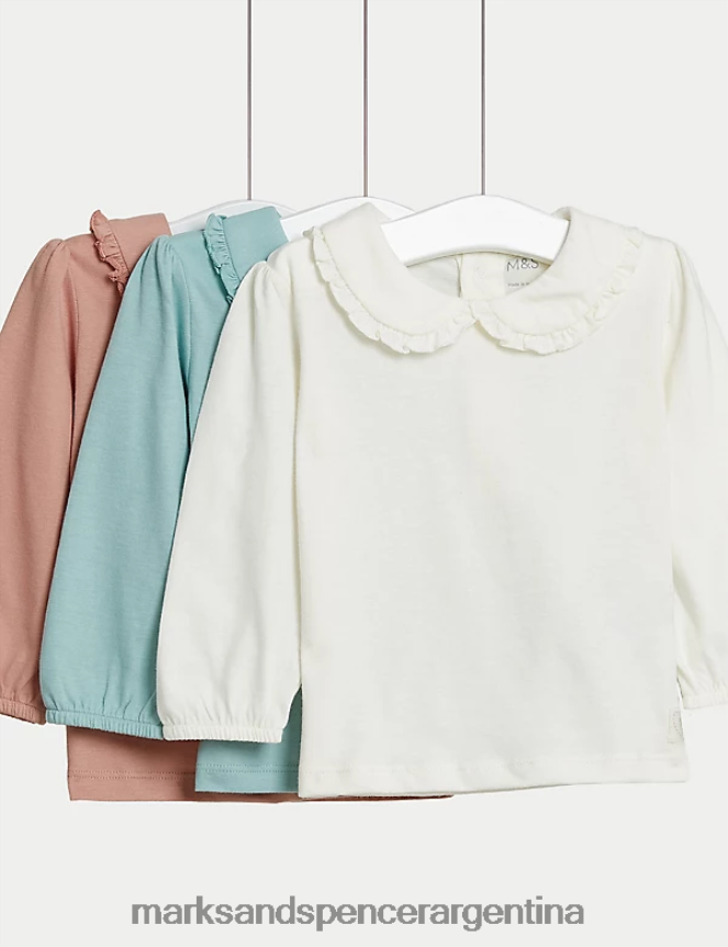Marks & Spencer bebé Paquete de 3 tops ricos en algodón ropa multi 46VL7626