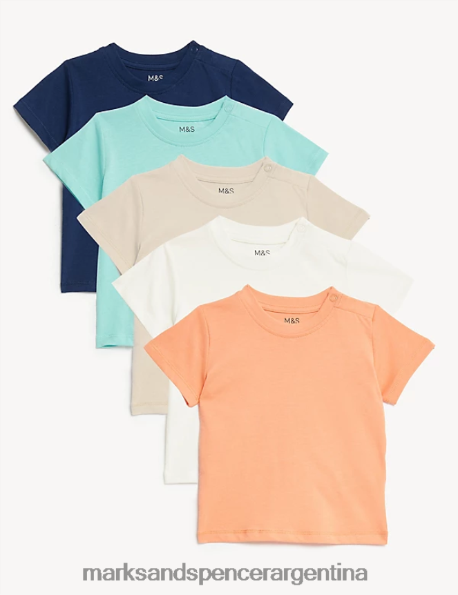 Marks & Spencer bebé Paquete de 5 camisetas de puro algodón ropa multi 46VL7588