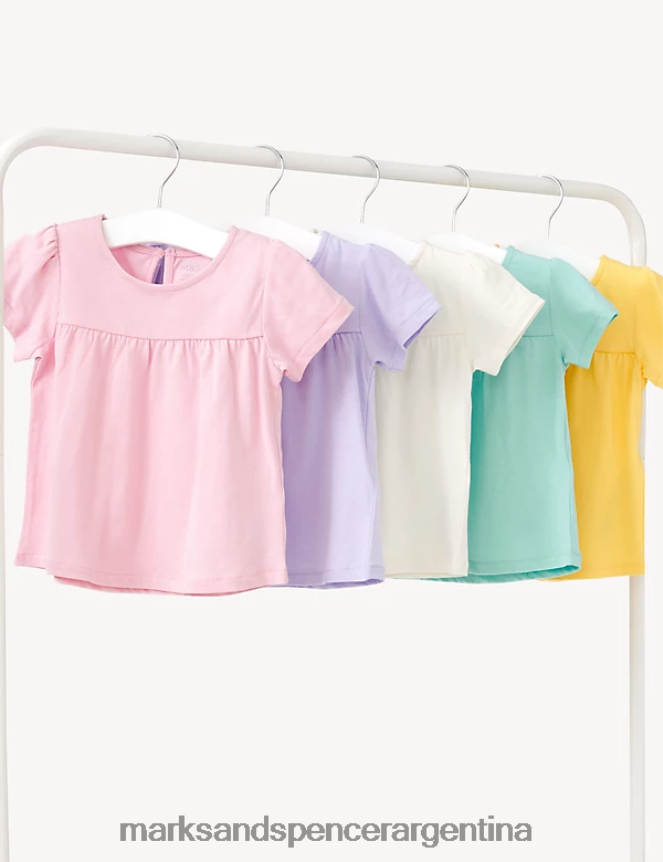 Marks & Spencer bebé Paquete de 5 camisetas de puro algodón ropa multi 46VL7758