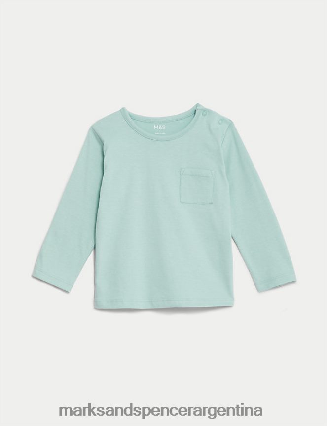 Marks & Spencer bebé top de puro algodón ropa verde azulado claro 46VL7752