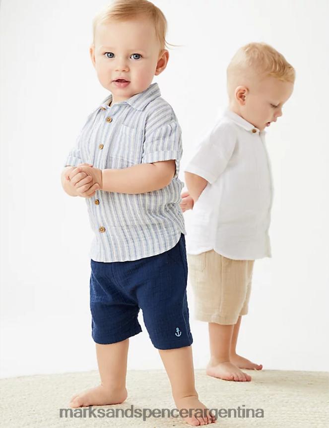 Marks & Spencer bebé pantalones cortos de puro algodón ropa Armada 46VL7772