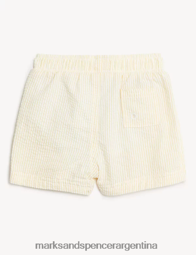 Marks & Spencer bebé shorts de baño de sirsaca en mezcla de algodón ropa mezcla amarilla 46VL7414