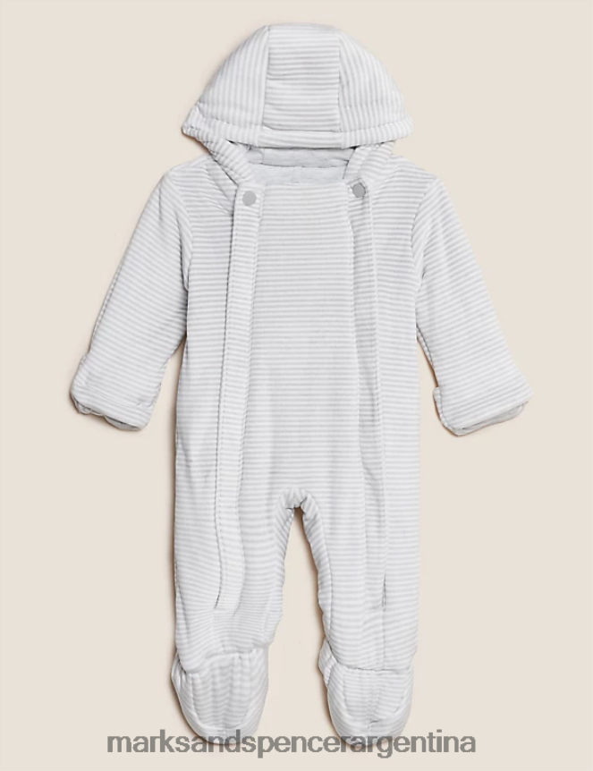 Marks & Spencer bebé cochecito de velour a rayas ropa mezcla gris 46VL7556