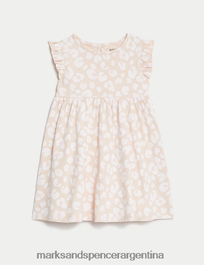 Marks & Spencer bebé vestido con estampado animal de puro algodón ropa durazno claro 46VL7686