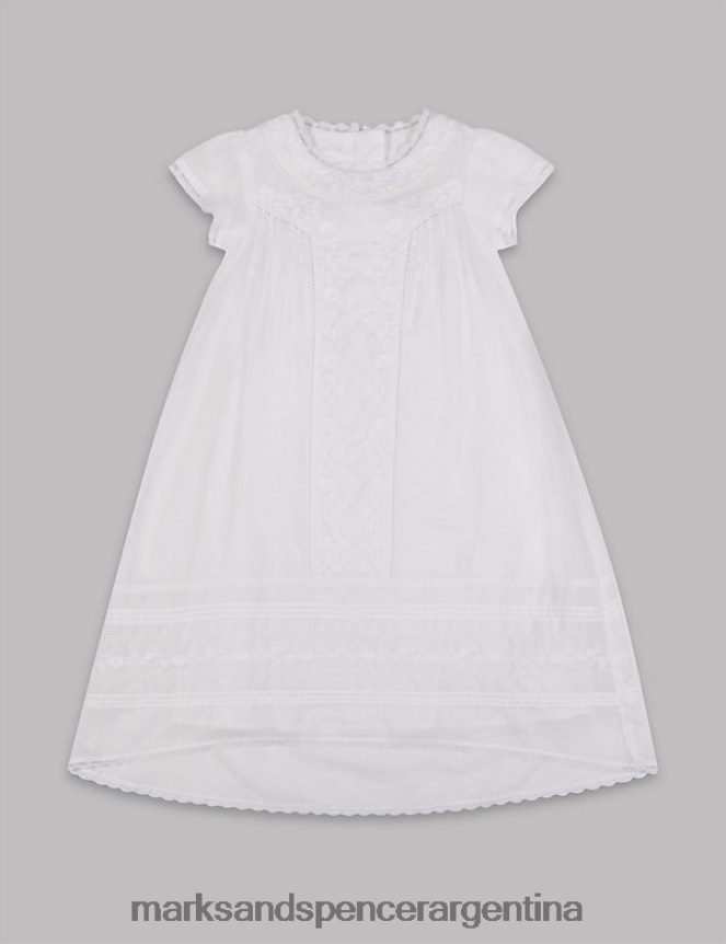 Marks & Spencer bebé vestido de bautizo bordado de puro algodón ropa blanco 46VL7512