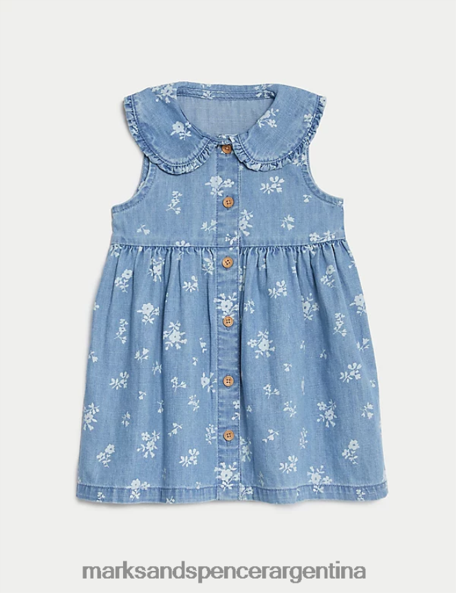 Marks & Spencer bebé vestido floral de puro algodón ropa mezclilla ligera 46VL7678