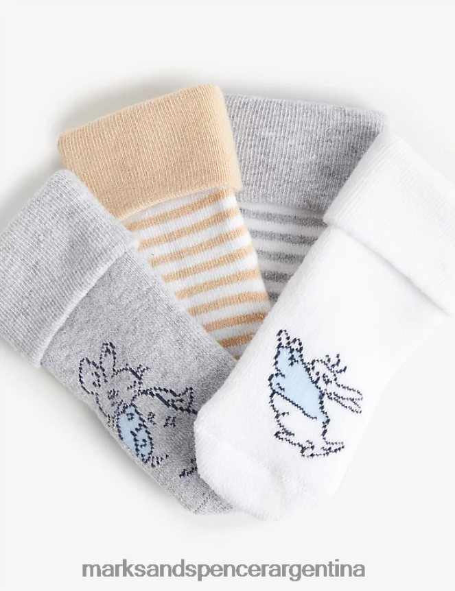 Marks & Spencer bebé Paquete de 4 calcetines Peter Rabbit con alto contenido de algodón ropa multi 46VL7928