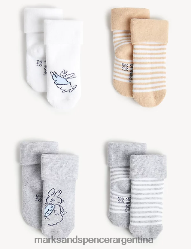 Marks & Spencer bebé Paquete de 4 calcetines Peter Rabbit con alto contenido de algodón ropa multi 46VL7928