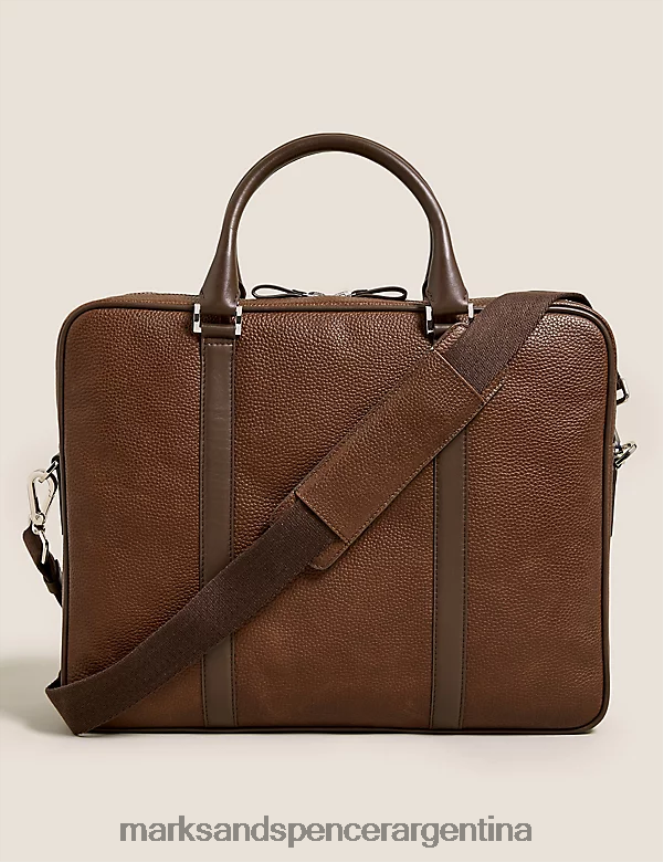 Marks & Spencer hombres bolso de cuero para computadora portátil accesorios marrón 46VL3672