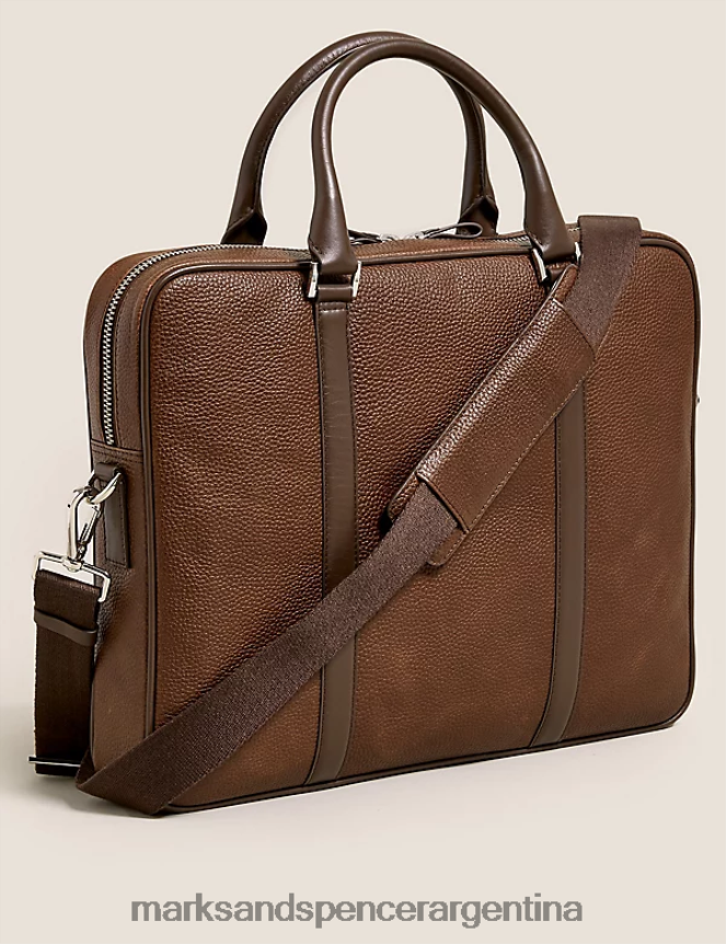 Marks & Spencer hombres bolso de cuero para computadora portátil accesorios marrón 46VL3672