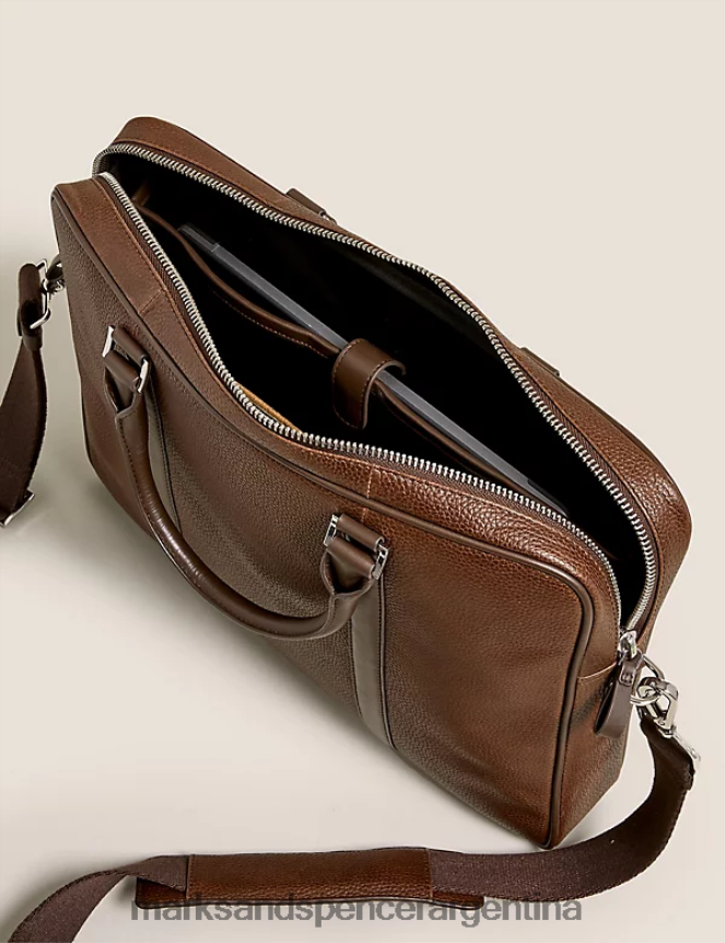 Marks & Spencer hombres bolso de cuero para computadora portátil accesorios marrón 46VL3672