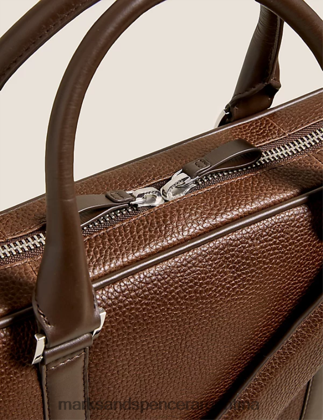 Marks & Spencer hombres bolso de cuero para computadora portátil accesorios marrón 46VL3672