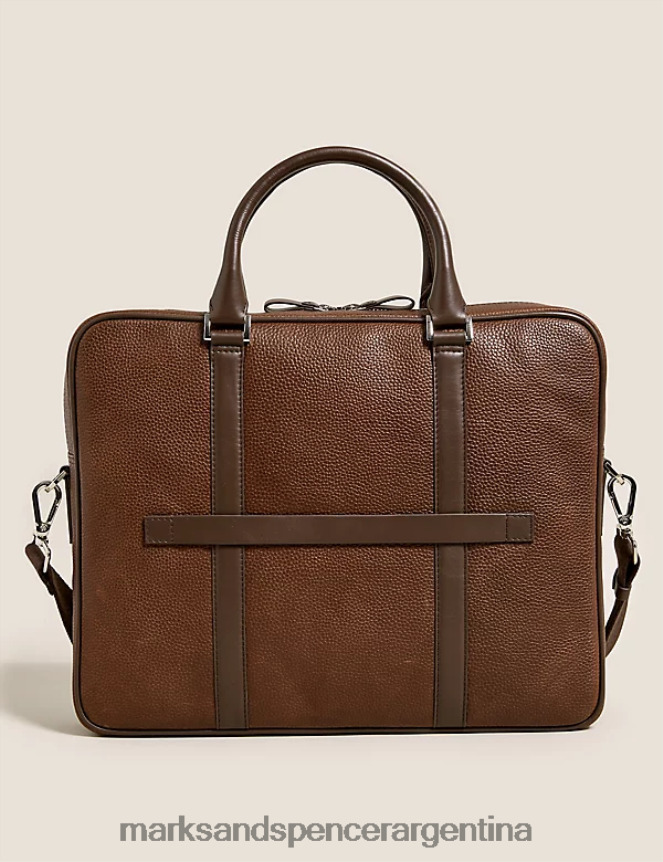 Marks & Spencer hombres bolso de cuero para computadora portátil accesorios marrón 46VL3672