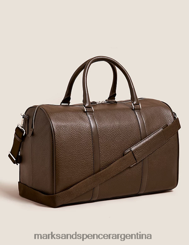 Marks & Spencer hombres bolso de fin de semana de cuero accesorios marrón 46VL6026