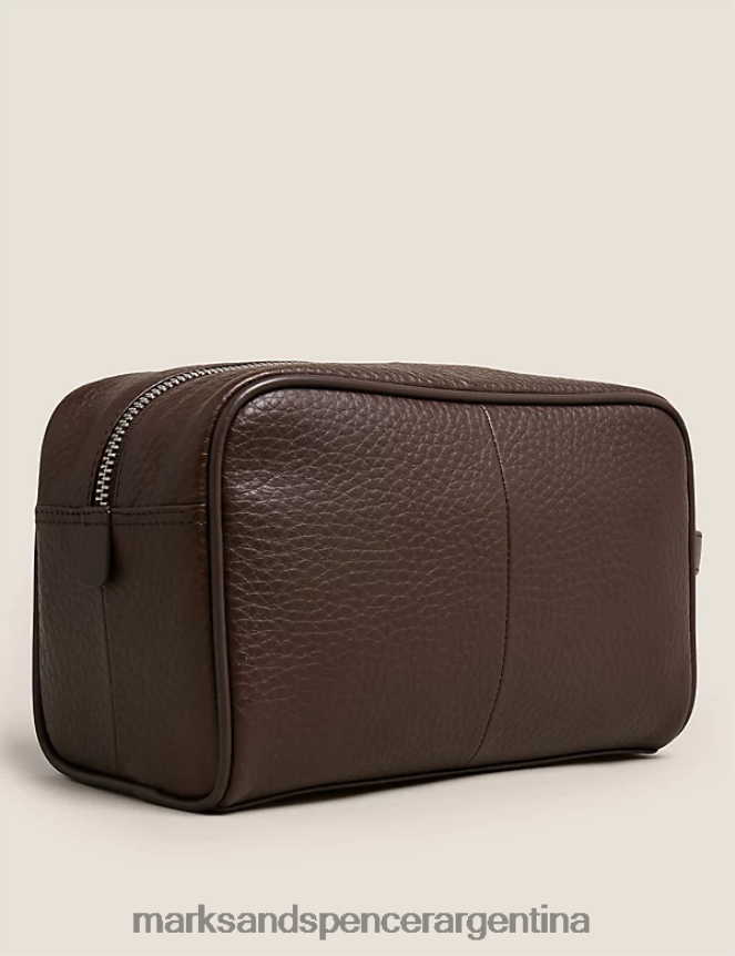Marks & Spencer hombres neceser de cuero accesorios marrón 46VL6062