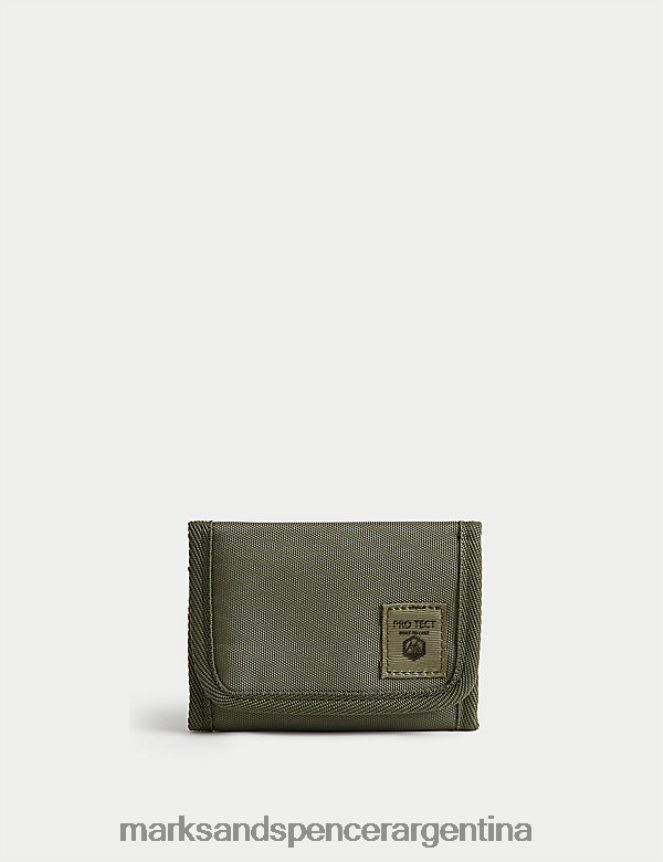 Marks & Spencer hombres cartera plegable protectora de poliéster reciclado accesorios caqui 46VL5654