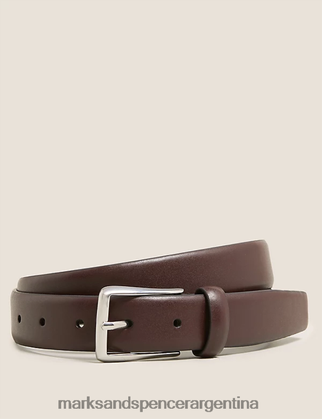 Marks & Spencer hombres cinturón inteligente con hebilla rectangular accesorios marron oscuro 46VL7514