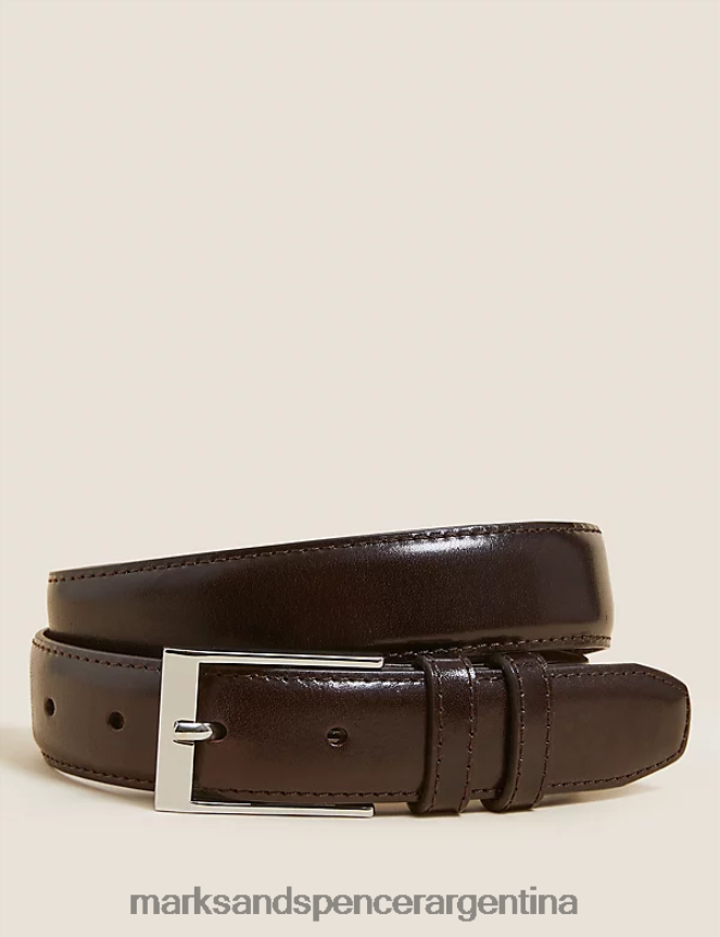 Marks & Spencer hombres cinturón inteligente de cuero accesorios marrón 46VL6478