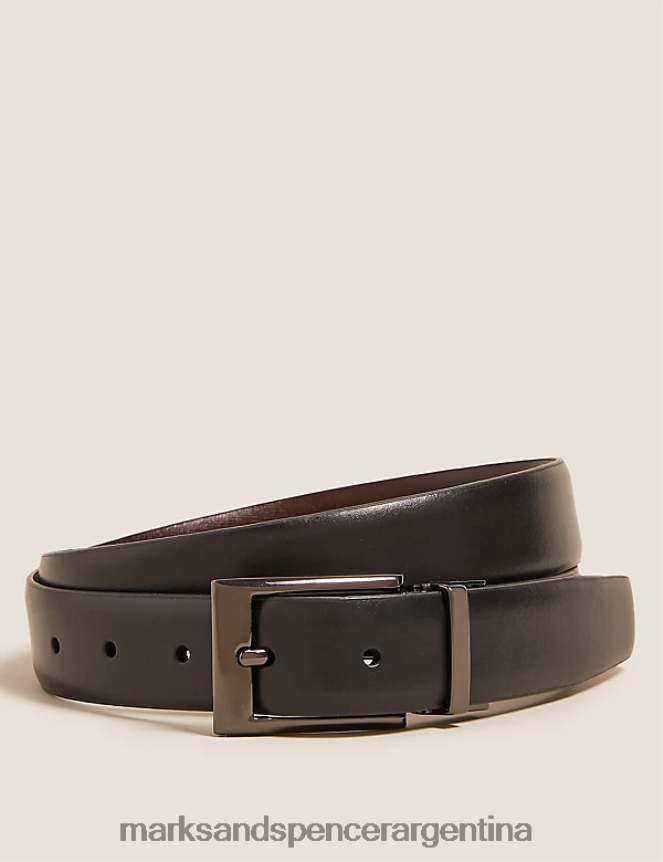 Marks & Spencer hombres cinturón reversible de cuero accesorios marrón oscuro 46VL6408