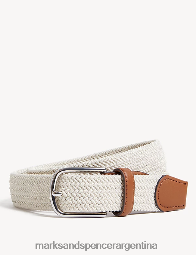 Marks & Spencer hombres cinturón tejido elástico accesorios natural 46VL6184