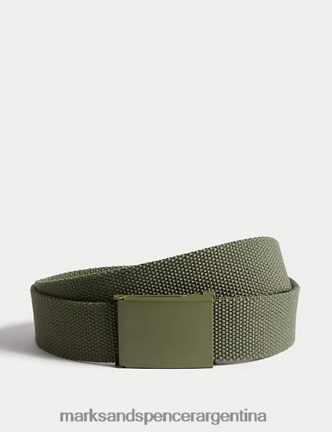 Marks & Spencer hombres cinturón texturizado accesorios caqui 46VL5420
