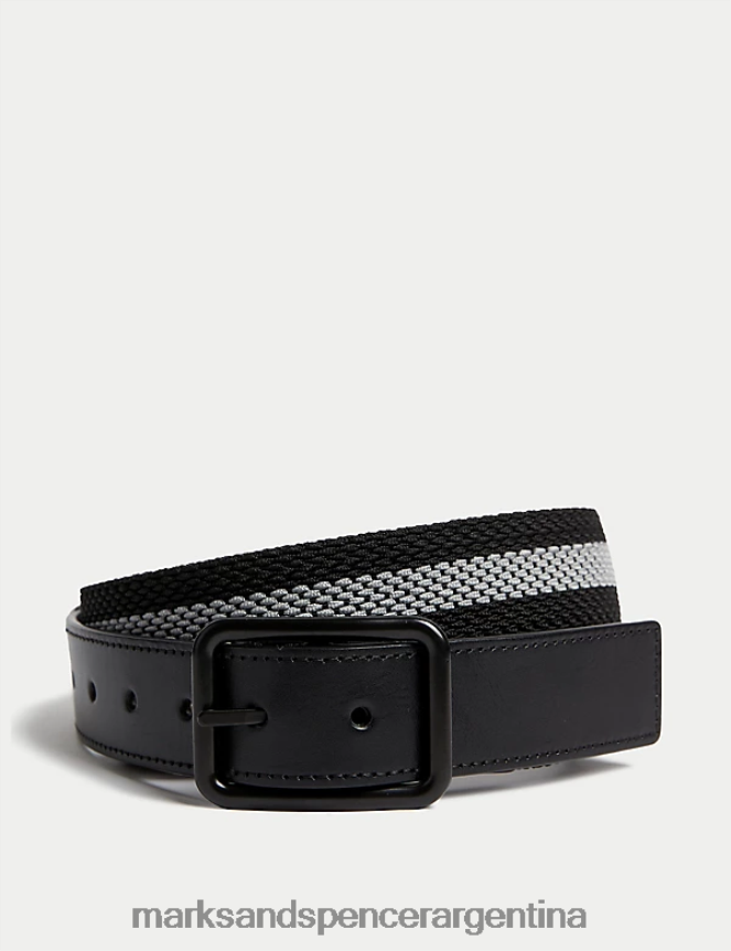 Marks & Spencer hombres cinturón texturizado reversible accesorios mezcla negra 46VL5028