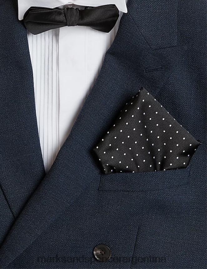 Marks & Spencer hombres Conjunto de corbata y pañuelo de bolsillo a lunares accesorios negro 46VL6508