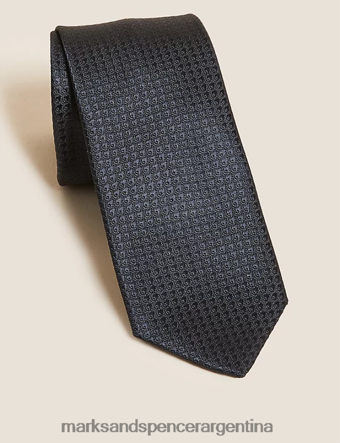 Marks & Spencer hombres corbata delgada geométrica accesorios negro 46VL6204