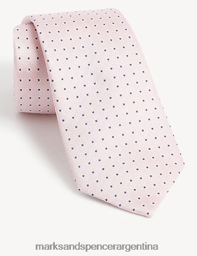 Marks & Spencer hombres corbata fular de pura seda accesorios rosa 46VL5934