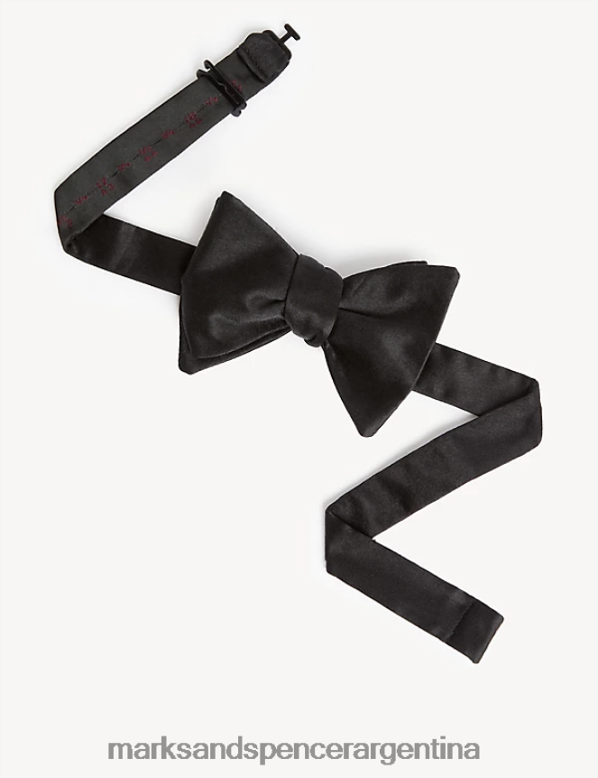 Marks & Spencer hombres pajarita de pura seda accesorios negro 46VL5838