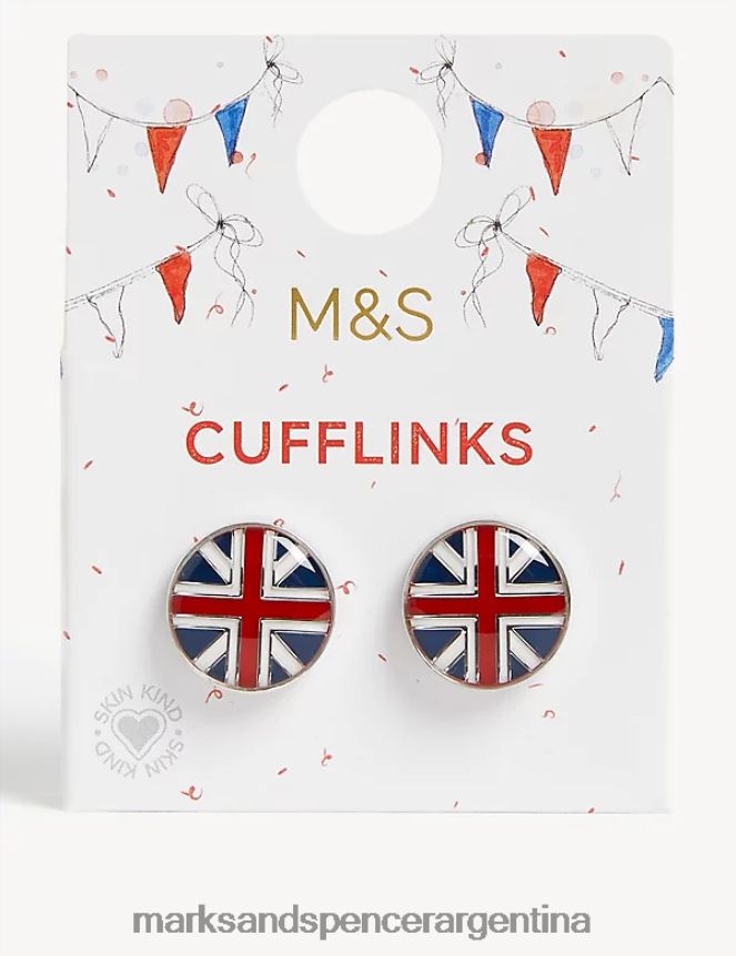 Marks & Spencer hombres Gemelos Union Jack accesorios mezcla de plata 46VL5142