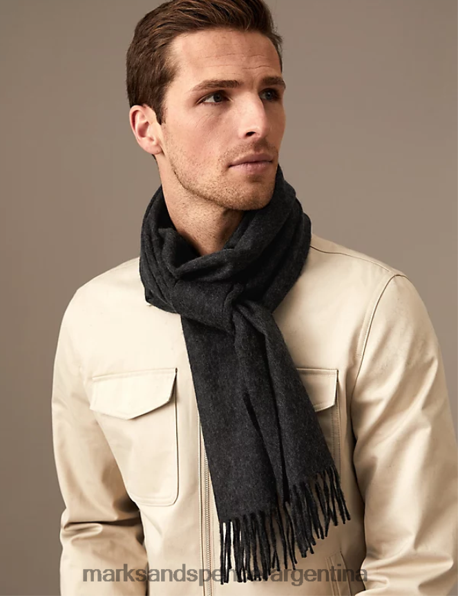 Marks & Spencer hombres bufanda de pura cachemira accesorios mezcla de carbón 46VL6794