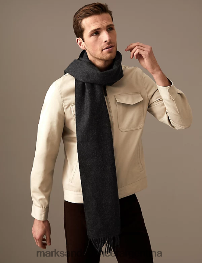 Marks & Spencer hombres bufanda de pura cachemira accesorios mezcla de carbón 46VL6794