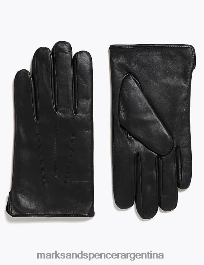 Marks & Spencer hombres guantes de cuero con termocalentador accesorios negro 46VL7282