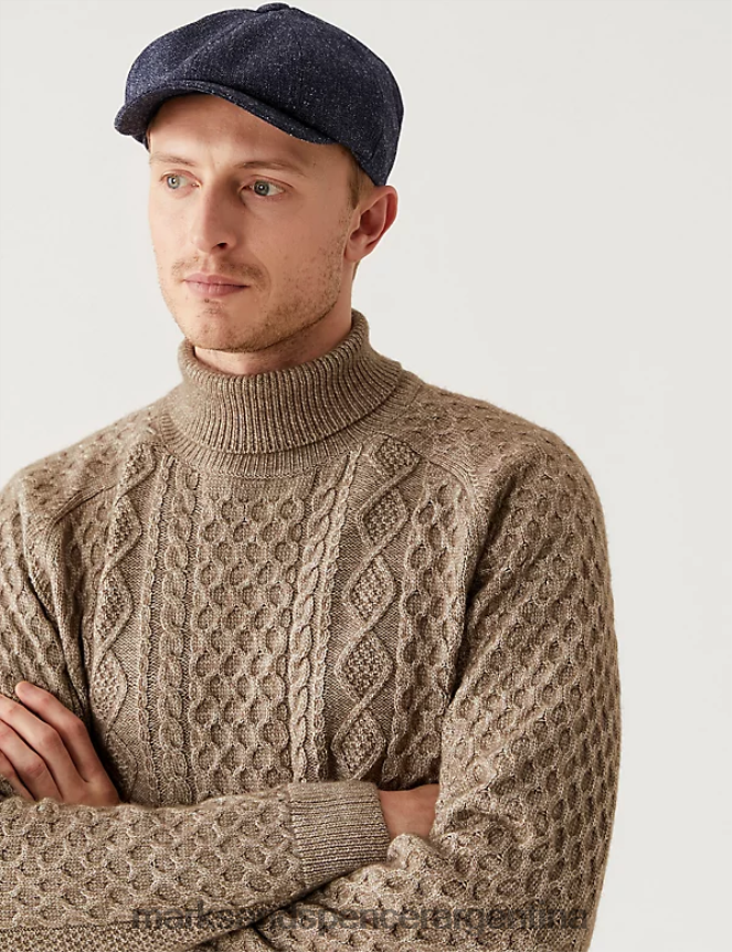 Marks & Spencer hombres sombrero de panadero texturizado accesorios azul oscuro 46VL5198