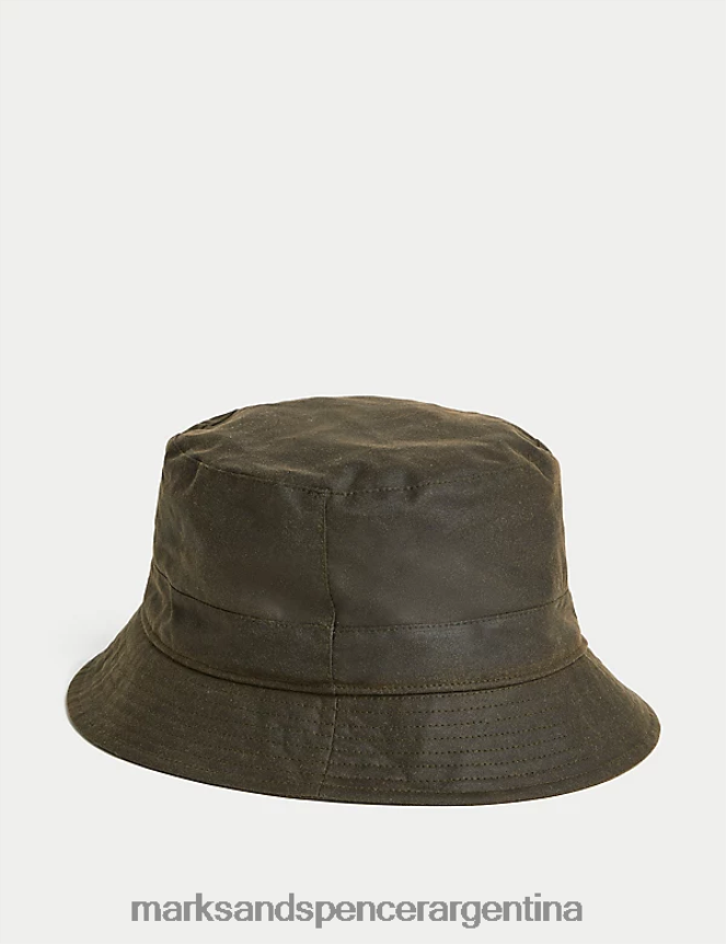 Marks & Spencer hombres sombrero de pescador de algodón encerado accesorios mezcla de color caqui 46VL5024