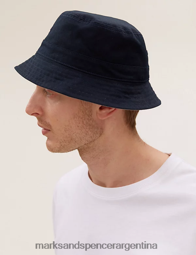 Marks & Spencer hombres sombrero de pescador reversible accesorios azul marino/gris 46VL6744