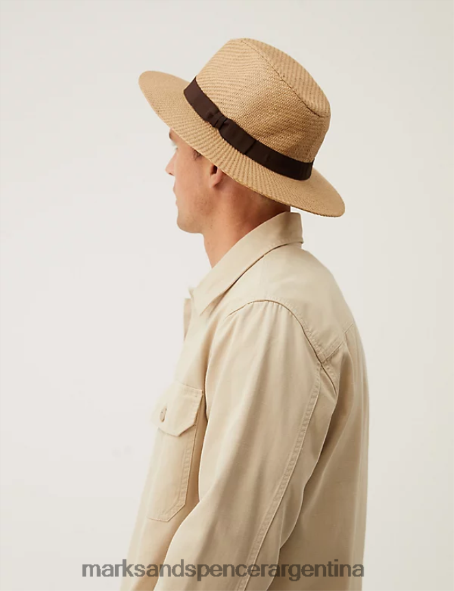 Marks & Spencer hombres sombrero embajador texturizado de ala ancha accesorios natural 46VL5256