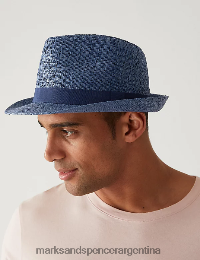 Marks & Spencer hombres trilby texturizado accesorios azul marino oscuro 46VL5646