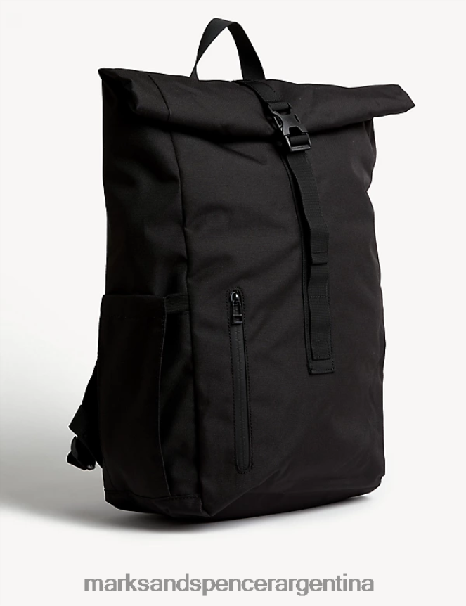Marks & Spencer hombres mochila protectora de poliéster reciclado accesorios negro 46VL6804