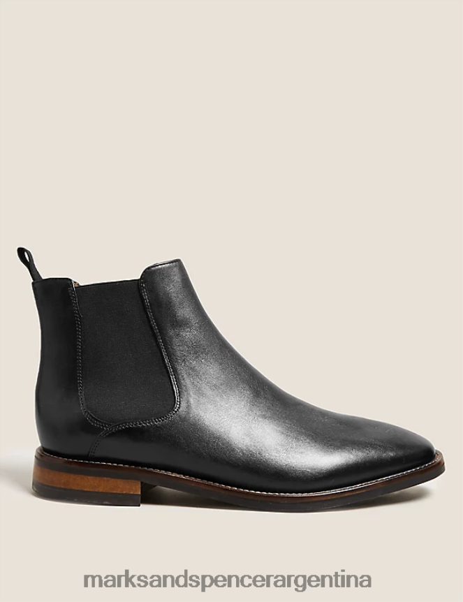 Marks & Spencer hombres botas chelsea de cuero calzado negro 46VL7126